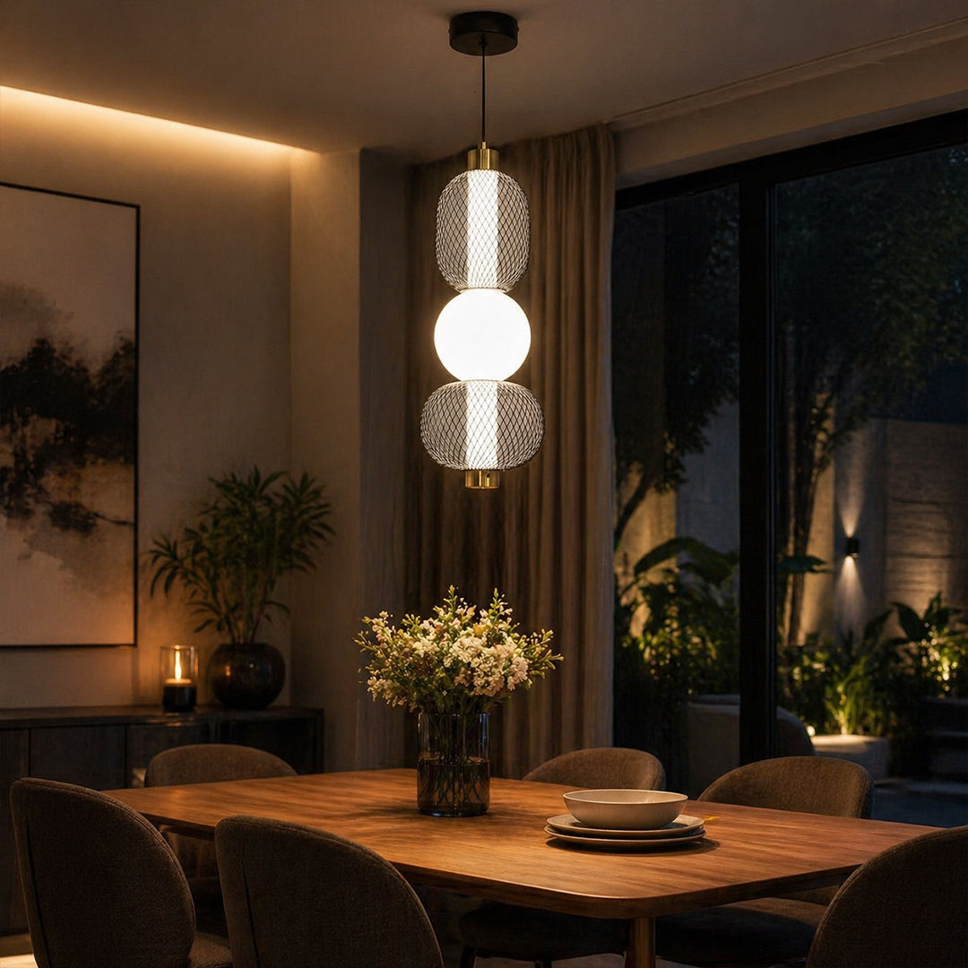 black mesh hanging light